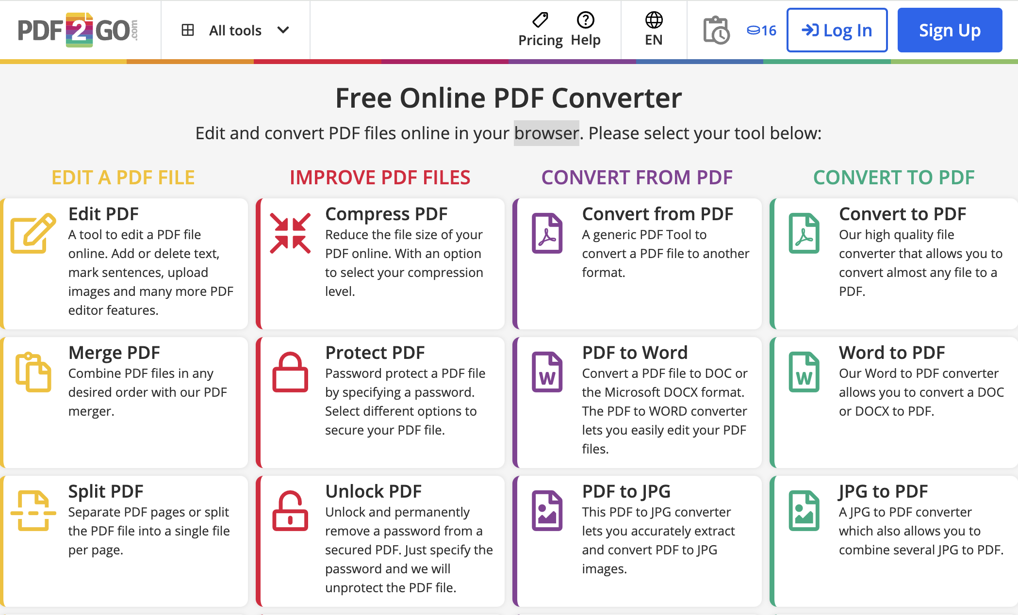 PDF2Go Review – Learn Its Features, Pricing & Feedback interface