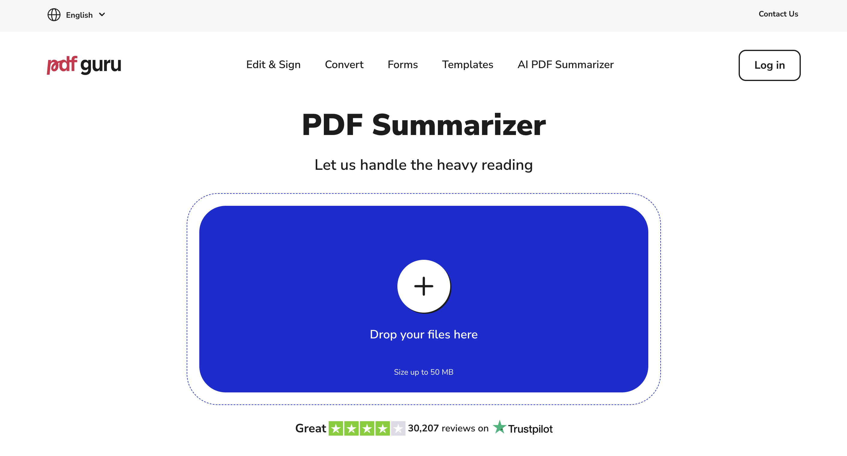 PDF Guru summarizer interface overview
