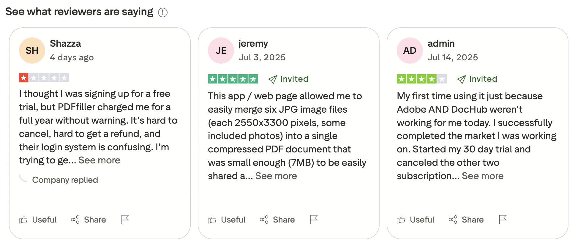 PDFFiller user reviews and ratings